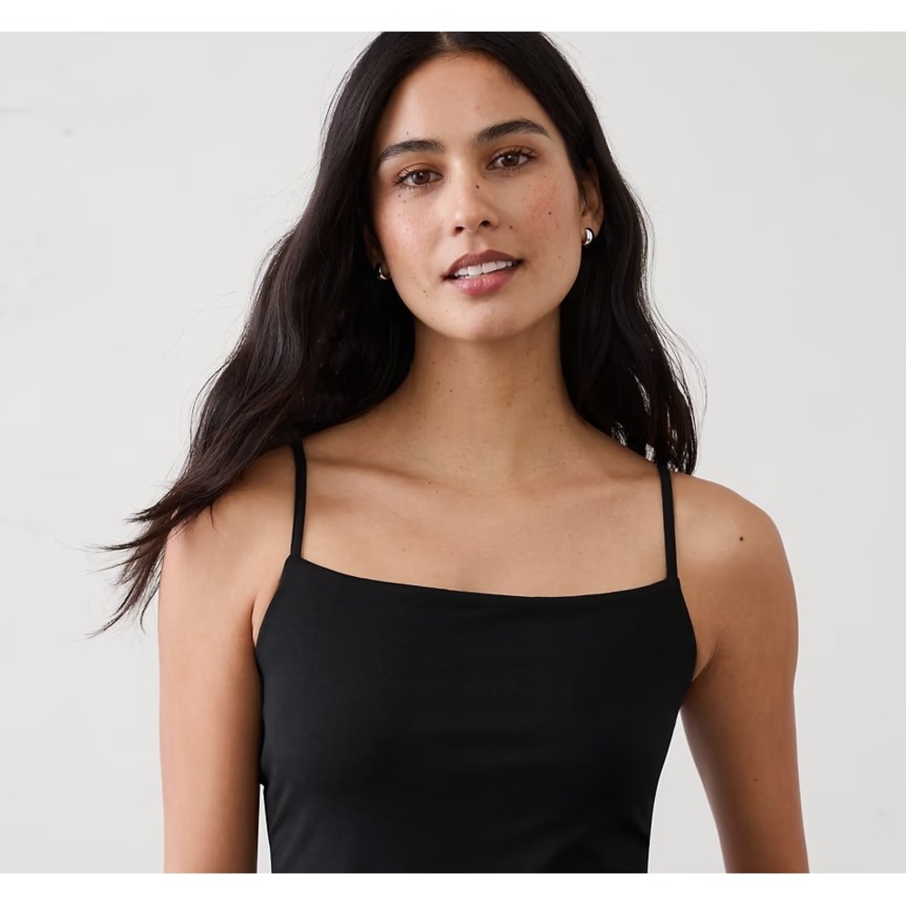 Banana Republic Soft Stretch Camisole Black Square Neck Spaghetti Strap